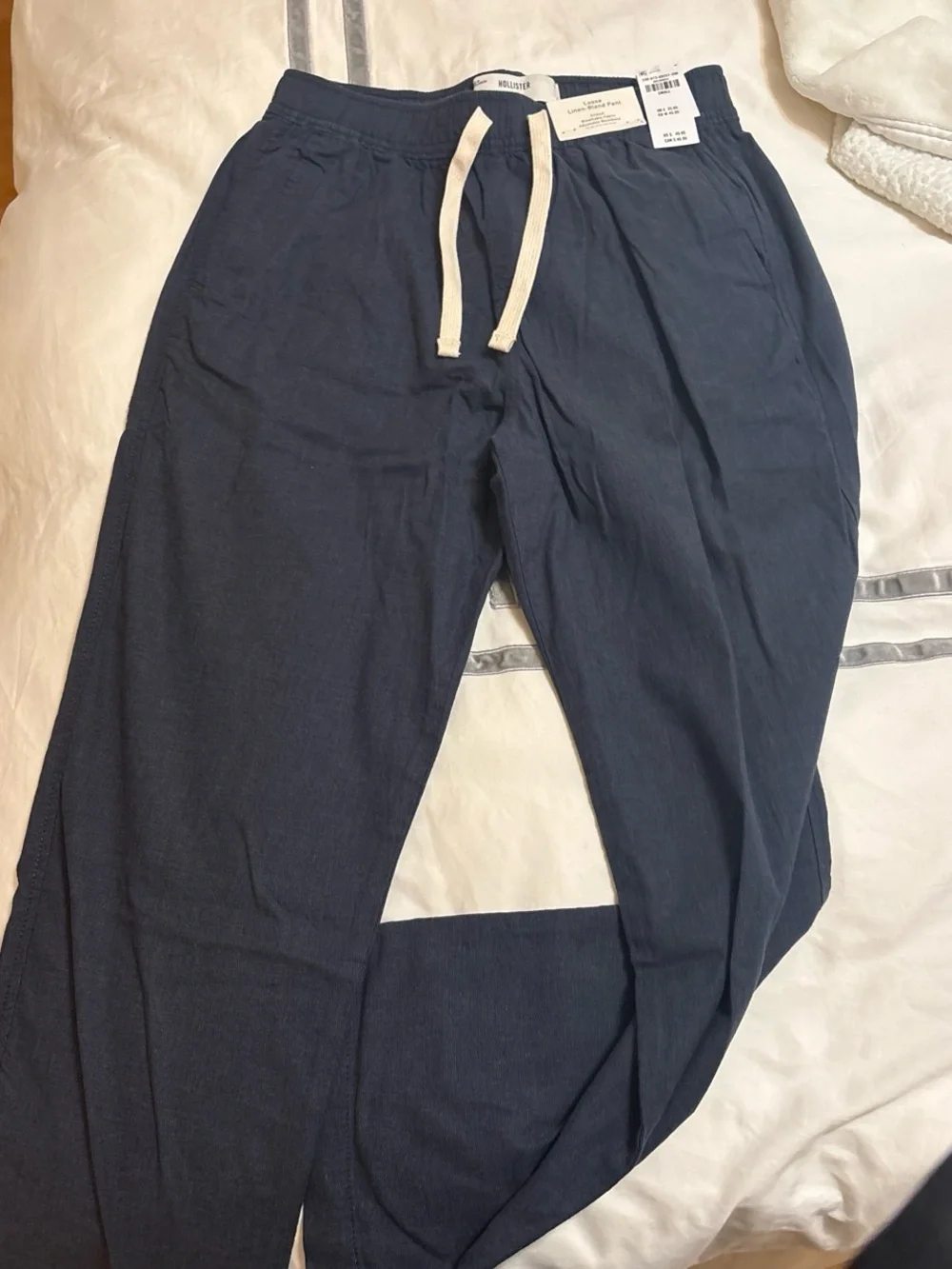 Hollister Men's Navy Drawstring linen Pants